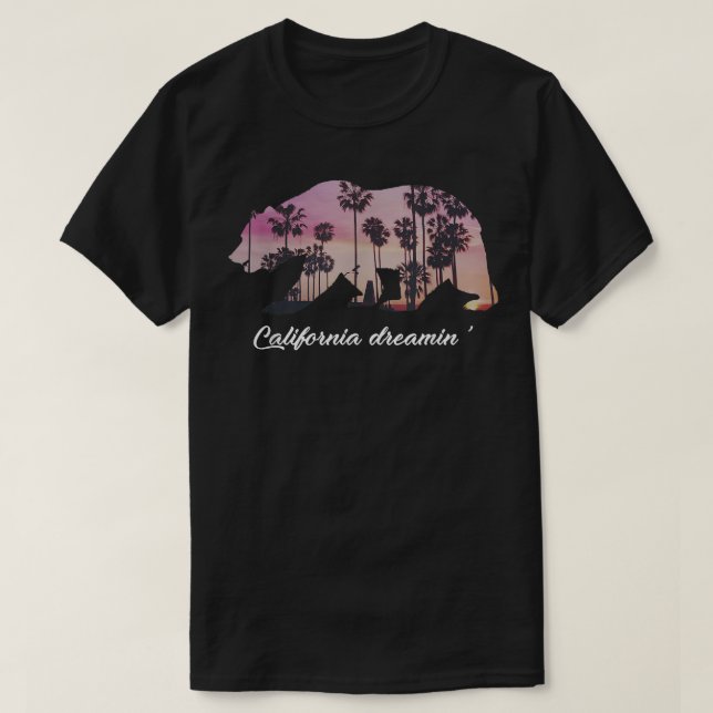 Camiseta Palm de oso de bandera californiana de sueño  (Diseño del anverso)