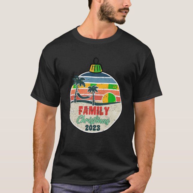 Camiseta Palm de vacaciones de Navidades familiares trópico (Anverso)