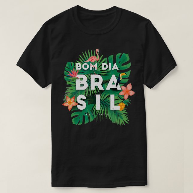 Camiseta Palm & Flor Bom Dia Brasil América del Sur (Diseño del anverso)