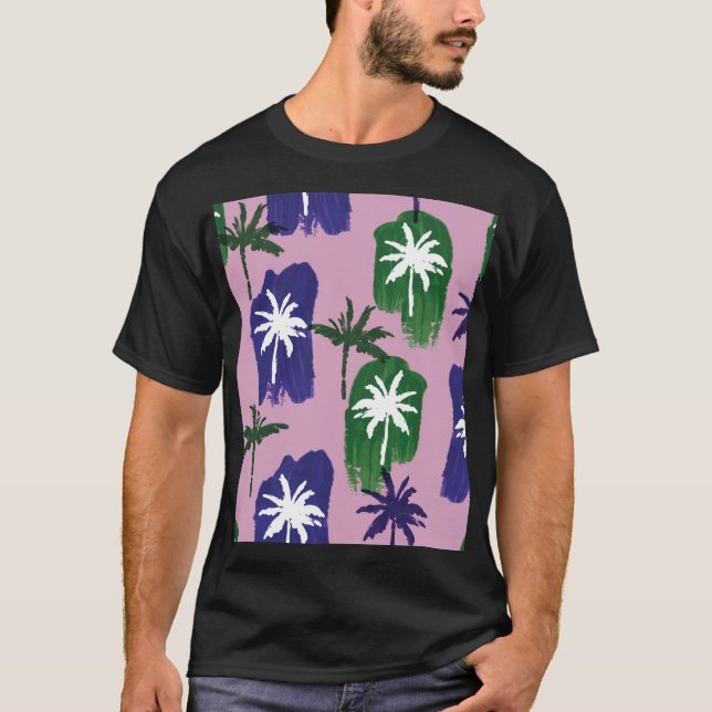 Camiseta Palm pintada, verde azul marino. (Anverso)