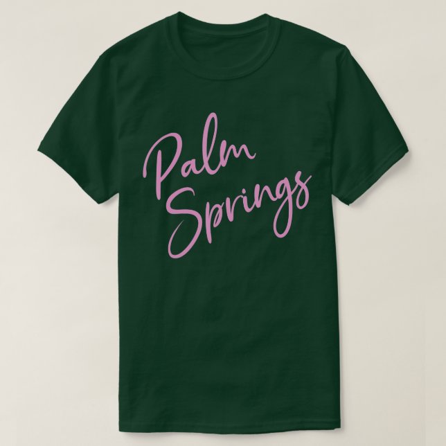 Camiseta Palm Springs California AC Script Pink Text (Diseño del anverso)