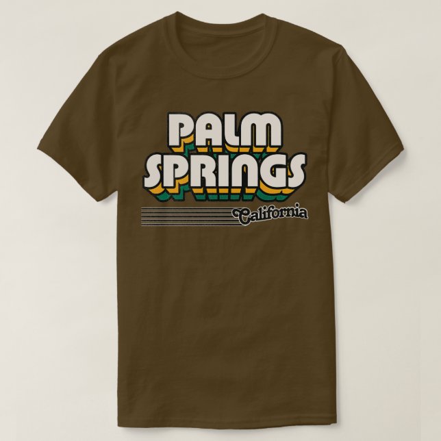 Camiseta Palm Springs California Retro Stripes (Diseño del anverso)