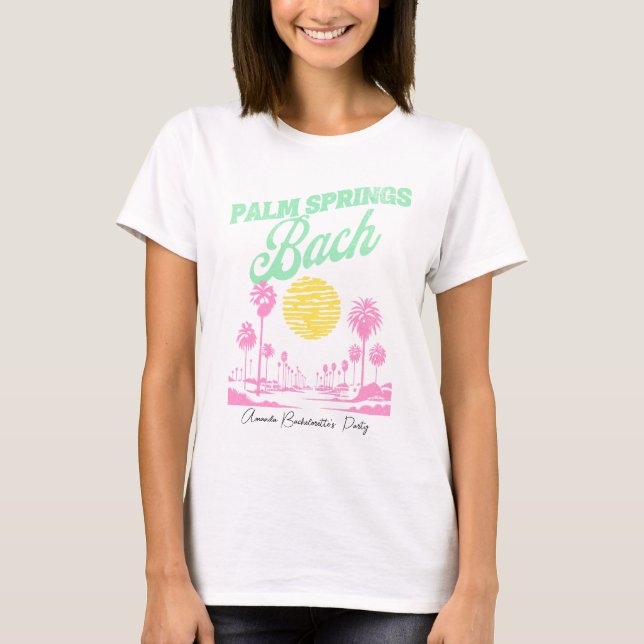 Camiseta palm springs retro custom name bachelorette party (Anverso)