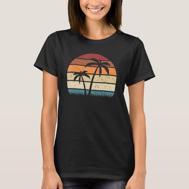 Camiseta Palm Tree Beach Sunset Summer Tropical (Anverso)