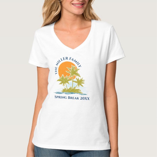 Camiseta Palm Tree Beach Trip Sunset Cute Personalizado (Anverso)