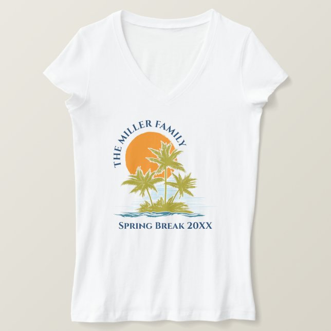 Camiseta Palm Tree Beach Trip Sunset Cute Personalizado (Anverso del diseño)