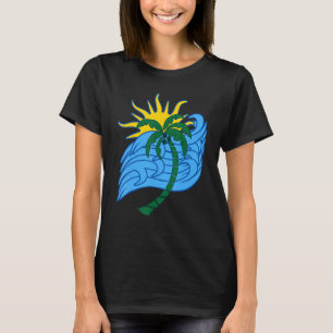 Camiseta Palm Tree Blue Ocean Waves Tropical Sun Palm Tree