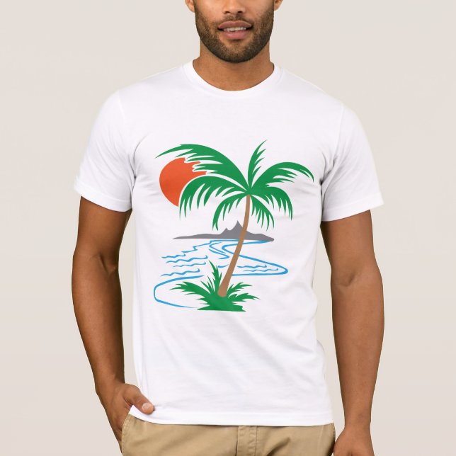 Camiseta Palm Tree by the River | Tropical Sunset Art (Anverso)