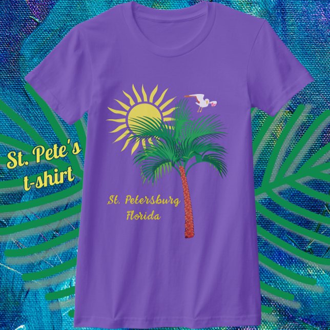 Camiseta Palm Tree de Florida y Seagull T-Shi de San Peters (Pretty St. Pete's souvenir t-shirt available with color choices.)