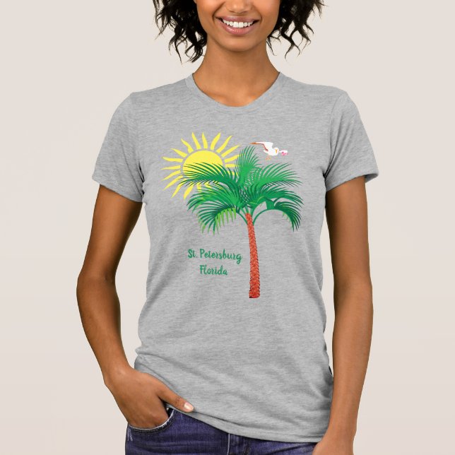 Camiseta Palm Tree de Florida y Seagull T-Shi de San Peters (Anverso)
