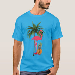 Camiseta Palm Tree Pink Flamingo Pineapple Unisex