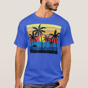 Camiseta Palm Tree Retro Vintage Sunset Tropical Beach Dts