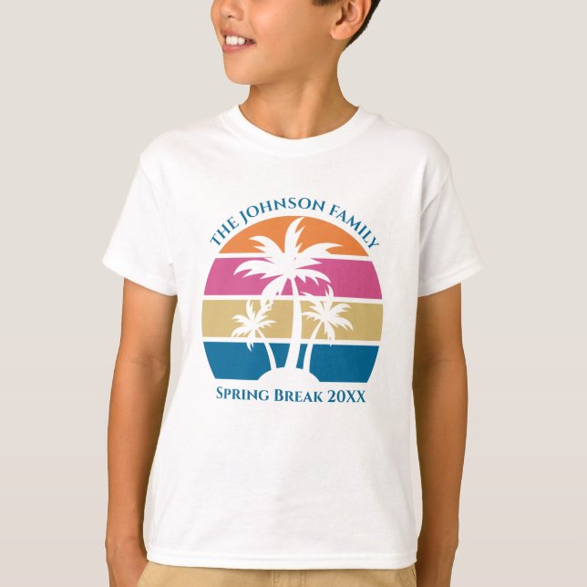 Camiseta Palm Tree Tropical Beach Trip Sunset Personalizado (Anverso)