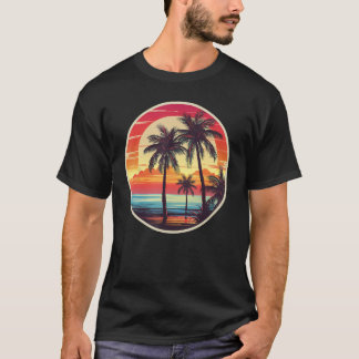 Camiseta Palm Tree Tropical Beach Vintage Retro Styl