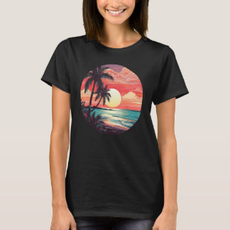Camiseta Palm Tree Tropical Beach Vintage Retro Styl