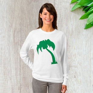 Camiseta Palm Tree Tropical Silhouette Green Island Beach