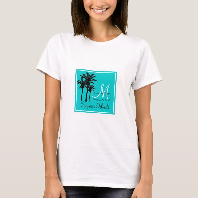 Camiseta Palm Trees de Boda Azul verde azulada (Anverso)