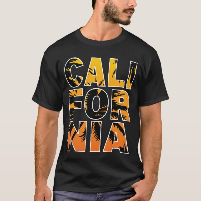 Camiseta Palm Trees de California llenas de letras T-Shirt (Anverso)