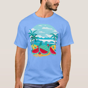 Camiseta Palm Trees de Playa Exótica Watermel Melón Fruta
