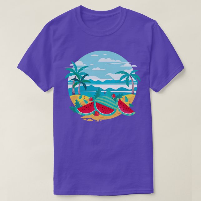 Camiseta Palm Trees de Playa Exótica Watermel Melón Fruta (Diseño del anverso)