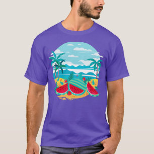 Camiseta Palm Trees de Playa Exótica Watermel Melón Fruta
