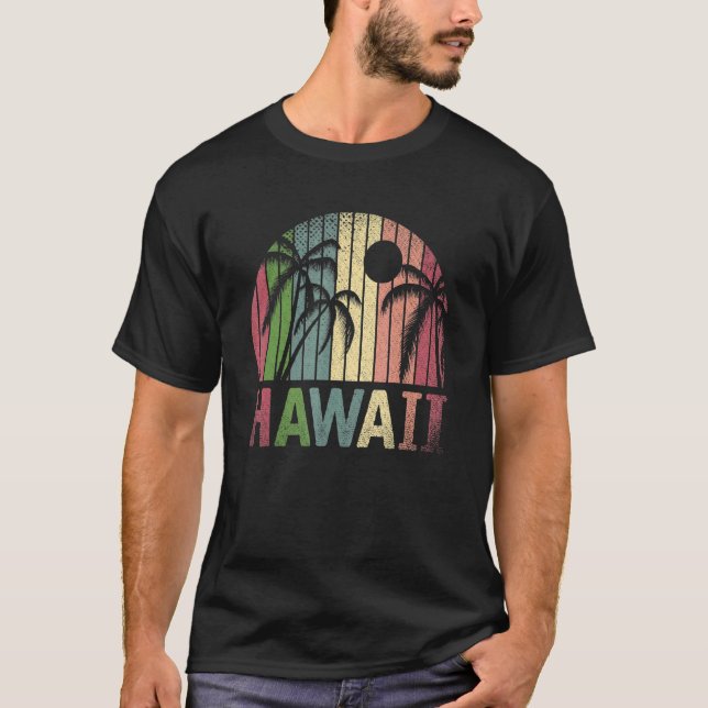 Camiseta Palm Trees Honolulu Beach Aloha Summer Retro Hawai (Anverso)