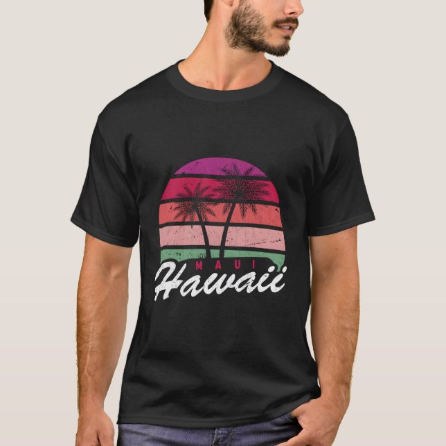 Camiseta Palm Trees Maui Hawaii de verano tropical de vacac (Anverso)