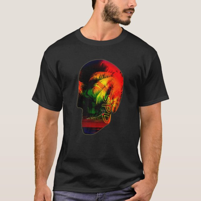 Camiseta Palm Trees Night Ocean Skull (Anverso)