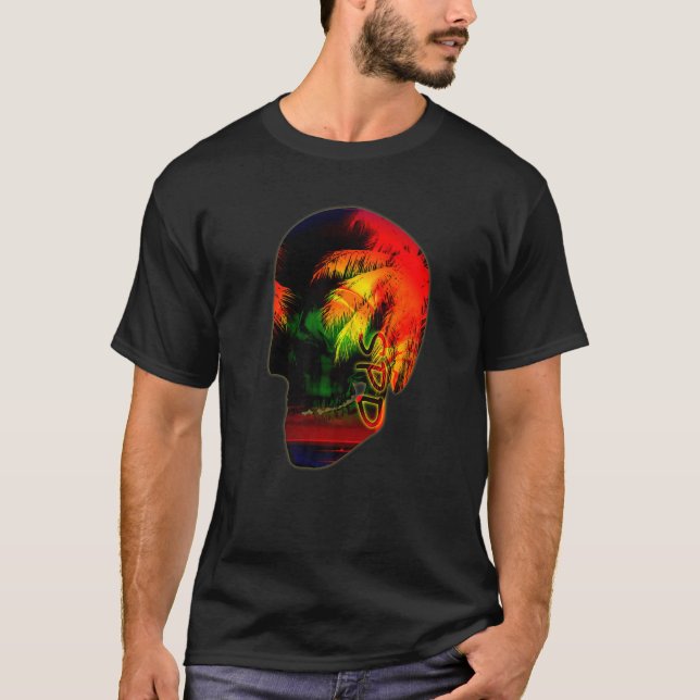 Camiseta Palm Trees Night Ocean Skull (Anverso)