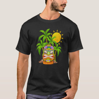 Camiseta Palm Trees Polinesia Tiki Máscara Estatua Hawái A