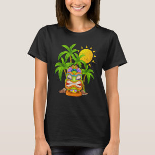 Camiseta Palm Trees Polinesia Tiki Máscara Estatua Hawái A