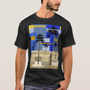 Camiseta Palm Trees Sunset Abstract Art Hipster Surfer Beac