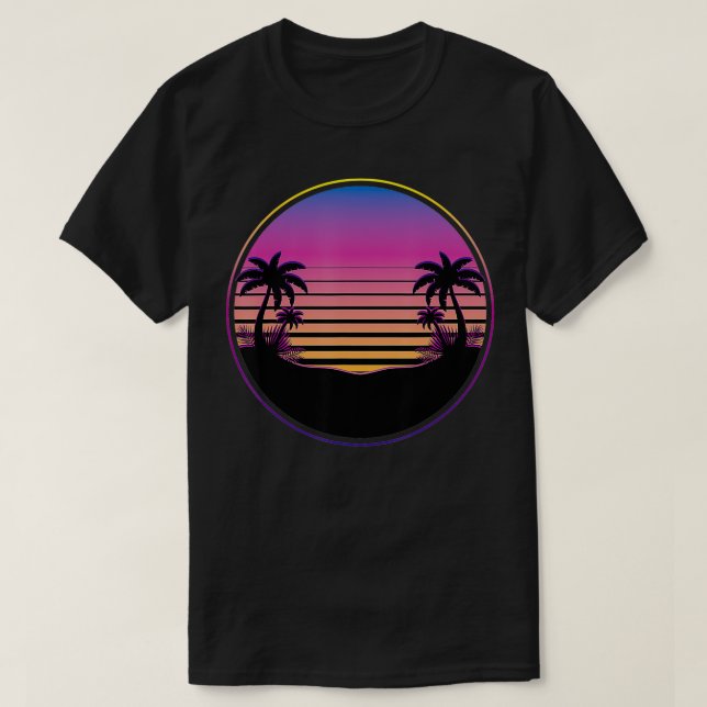 Camiseta Palm Trees Sunset Verano Vacaciones Playa Tropical (Diseño del anverso)