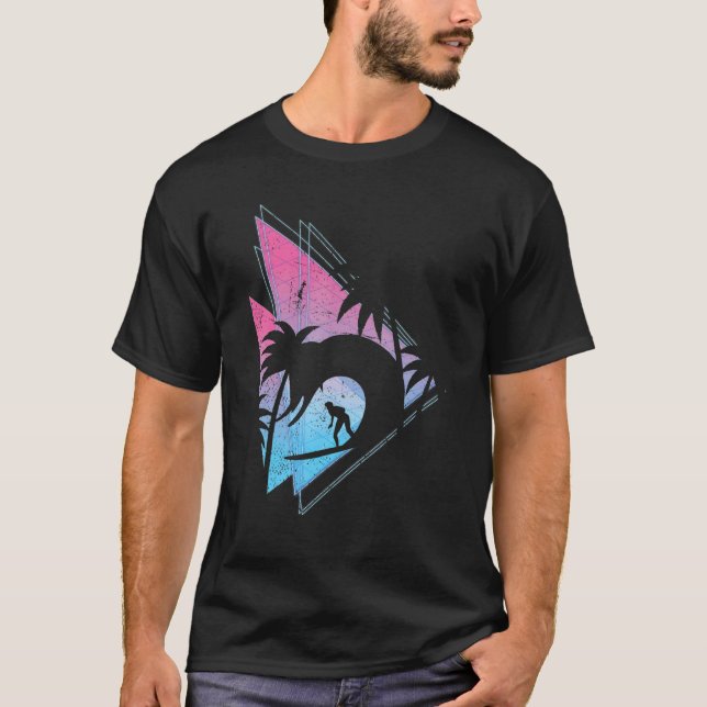 Camiseta Palm Trees Synthwave Surfing Vaporwave Surfe (Anverso)