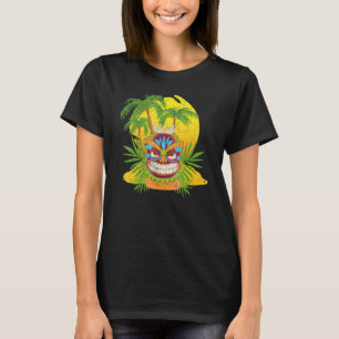 Camiseta Palm Trees Tótem Polinesio Máscara Tiki Hawaian St
