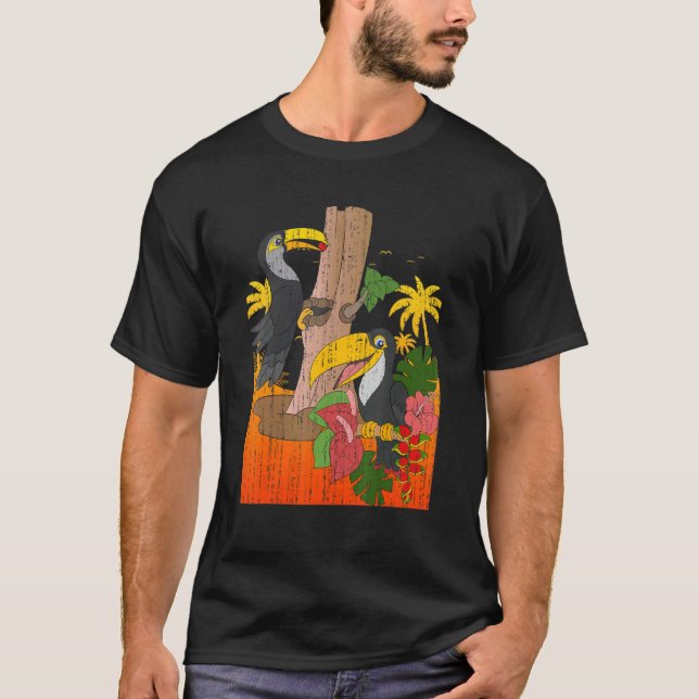 Camiseta Palm Trees Tropical Bird Animal Exotic Flowers Sum (Anverso)