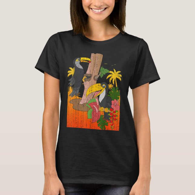 Camiseta Palm Trees Tropical Bird Animal Exotic Flowers Sum (Anverso)