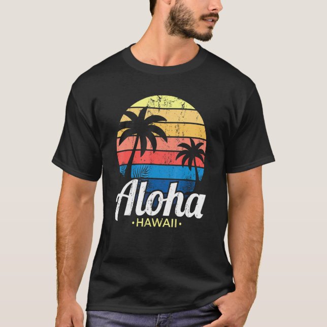 Camiseta Palm Trees Tropicales de Verano Hawaiano Aloha H (Anverso)