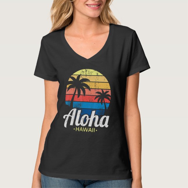 Camiseta Palm Trees Tropicales de Verano Hawaiano Aloha H (Anverso)