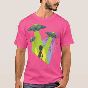 Camiseta Palm Trees Ufo Abducción Alien Vaporwave tropical