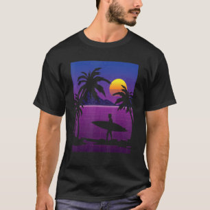 Camiseta Palm Trees Vaporwave Surfer Synthwave Sunset Surfi