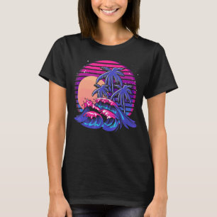 Camiseta Palm Trewaves Océano Vaporwave Sunset Tropical S