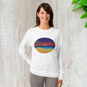 Camiseta Palm Tropical Sunset Beach deja olas oceánicas