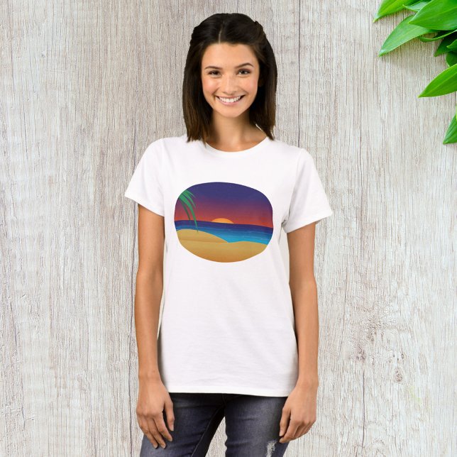 Camiseta Palm Tropical Sunset Beach deja olas oceánicas (Subido por el creador)
