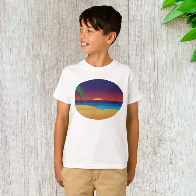 Camiseta Palm Tropical Sunset Beach deja olas oceánicas (Subido por el creador)