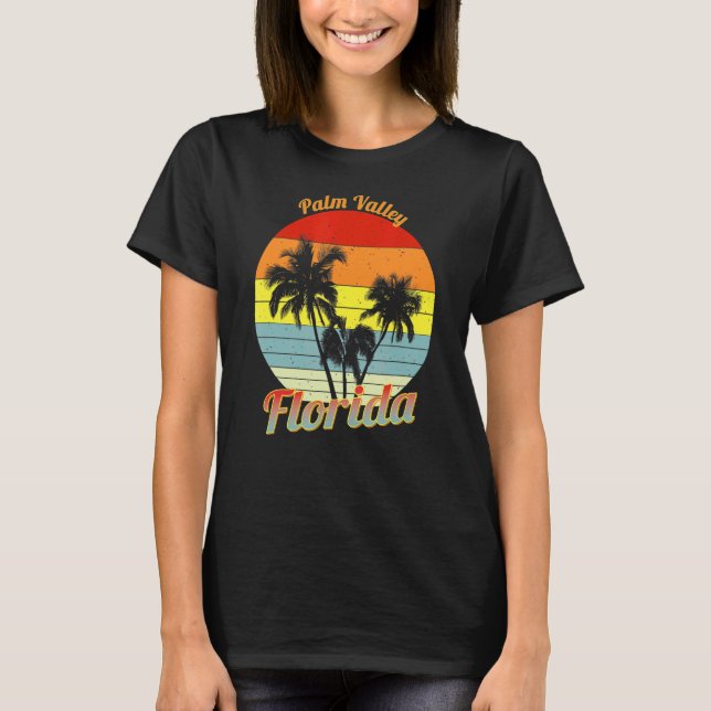 Camiseta Palm Valley Florida Retro Tropical Palm Trees Vaca (Anverso)