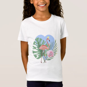 Camiseta Palma de hoja tropical Flamingo rosa