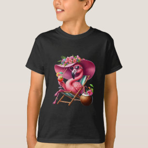 Camiseta Palmares de Flamenco Rosa Playa Tropical Verano Va