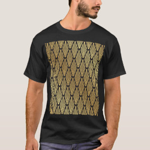 Camiseta Palmas Art Deco: Oro Negro.
