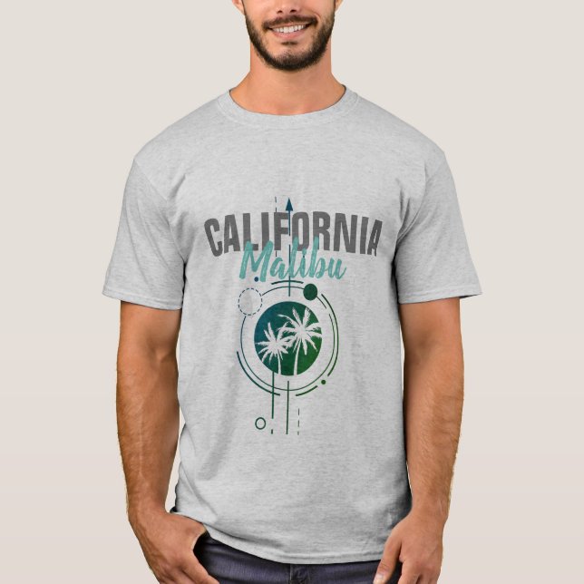 Camiseta Palmas geométricas de Malibu California (Anverso)